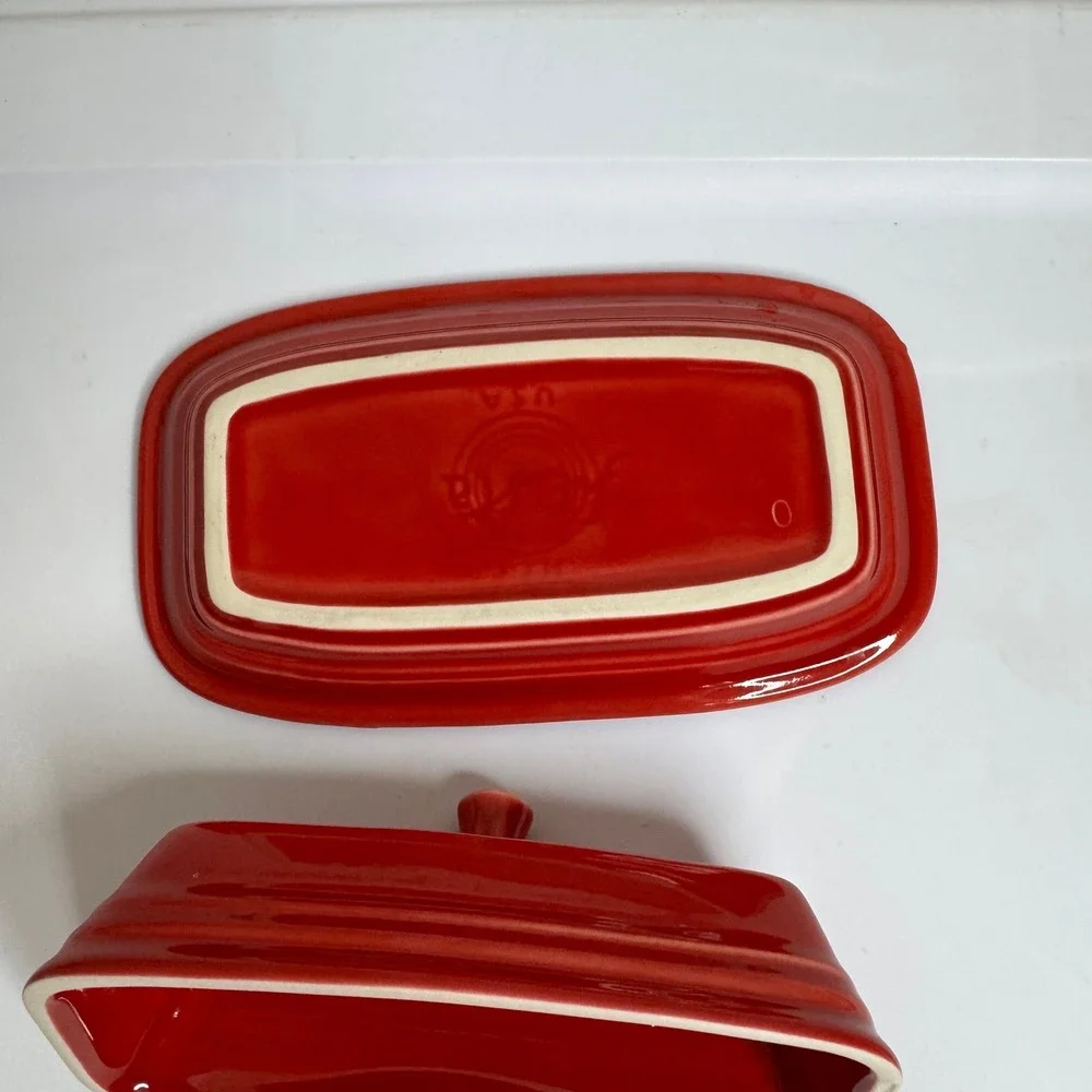 Fiesta Red Butter Dish w/ Lid Homer Laughlin USA Ceramic